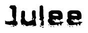 The image contains the word Julee in a stylized font with a static looking effect at the bottom of the words