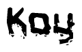The image contains the word Koy in a stylized font with a static looking effect at the bottom of the words