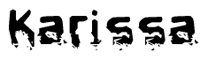 The image contains the word Karissa in a stylized font with a static looking effect at the bottom of the words