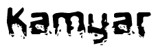 The image contains the word Kamyar in a stylized font with a static looking effect at the bottom of the words