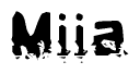 This nametag says Miia, and has a static looking effect at the bottom of the words. The words are in a stylized font.