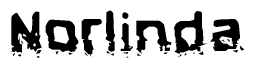 The image contains the word Norlinda in a stylized font with a static looking effect at the bottom of the words