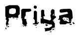 The image contains the word Priya in a stylized font with a static looking effect at the bottom of the words