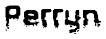 The image contains the word Perryn in a stylized font with a static looking effect at the bottom of the words