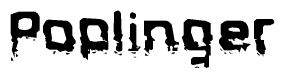 The image contains the word Poplinger in a stylized font with a static looking effect at the bottom of the words