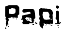 The image contains the word Papi in a stylized font with a static looking effect at the bottom of the words