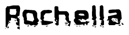The image contains the word Rochella in a stylized font with a static looking effect at the bottom of the words