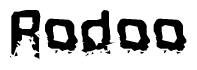 The image contains the word Rodoo in a stylized font with a static looking effect at the bottom of the words