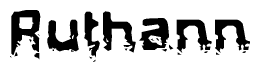 The image contains the word Ruthann in a stylized font with a static looking effect at the bottom of the words