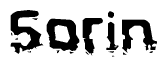 The image contains the word Sorin in a stylized font with a static looking effect at the bottom of the words