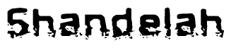The image contains the word Shandelah in a stylized font with a static looking effect at the bottom of the words