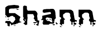The image contains the word Shann in a stylized font with a static looking effect at the bottom of the words