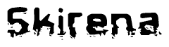 The image contains the word Skirena in a stylized font with a static looking effect at the bottom of the words