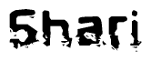 The image contains the word Shari in a stylized font with a static looking effect at the bottom of the words