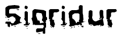 The image contains the word Sigridur in a stylized font with a static looking effect at the bottom of the words