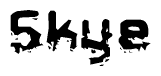 The image contains the word Skye in a stylized font with a static looking effect at the bottom of the words