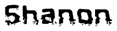 The image contains the word Shanon in a stylized font with a static looking effect at the bottom of the words