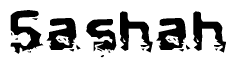 The image contains the word Sashah in a stylized font with a static looking effect at the bottom of the words