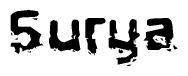 The image contains the word Surya in a stylized font with a static looking effect at the bottom of the words
