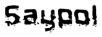 The image contains the word Saypol in a stylized font with a static looking effect at the bottom of the words