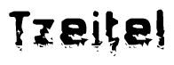 The image contains the word Tzeitel in a stylized font with a static looking effect at the bottom of the words