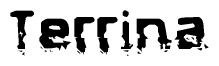 The image contains the word Terrina in a stylized font with a static looking effect at the bottom of the words