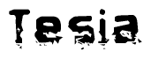 The image contains the word Tesia in a stylized font with a static looking effect at the bottom of the words