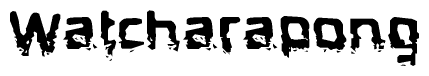 The image contains the word Watcharapong in a stylized font with a static looking effect at the bottom of the words