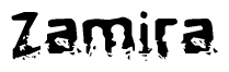   The image contains the word Zamira in a stylized font with a static looking effect at the bottom of the words 