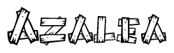 The clipart image shows the name Azalea stylized to look as if it has been constructed out of wooden planks or logs. Each letter is designed to resemble pieces of wood.