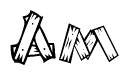 The image contains the name Am written in a decorative, stylized font with a hand-drawn appearance. The lines are made up of what appears to be planks of wood, which are nailed together