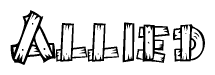 The image contains the name Allied written in a decorative, stylized font with a hand-drawn appearance. The lines are made up of what appears to be planks of wood, which are nailed together