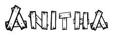 The clipart image shows the name Anitha stylized to look like it is constructed out of separate wooden planks or boards, with each letter having wood grain and plank-like details.