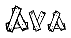 The clipart image shows the name Ava stylized to look like it is constructed out of separate wooden planks or boards, with each letter having wood grain and plank-like details.