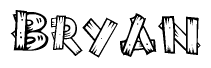 The clipart image shows the name Bryan stylized to look as if it has been constructed out of wooden planks or logs. Each letter is designed to resemble pieces of wood.