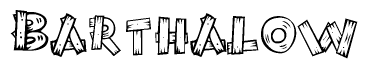 The clipart image shows the name Barthalow stylized to look like it is constructed out of separate wooden planks or boards, with each letter having wood grain and plank-like details.