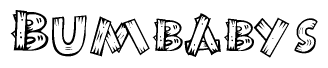 The clipart image shows the name Bumbabys stylized to look like it is constructed out of separate wooden planks or boards, with each letter having wood grain and plank-like details.