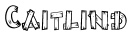 The image contains the name Caitlind written in a decorative, stylized font with a hand-drawn appearance. The lines are made up of what appears to be planks of wood, which are nailed together