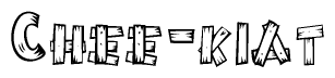 The clipart image shows the name Chee-kiat stylized to look as if it has been constructed out of wooden planks or logs. Each letter is designed to resemble pieces of wood.