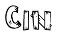 The image contains the name Cin written in a decorative, stylized font with a hand-drawn appearance. The lines are made up of what appears to be planks of wood, which are nailed together