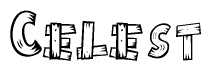 The clipart image shows the name Celest stylized to look like it is constructed out of separate wooden planks or boards, with each letter having wood grain and plank-like details.