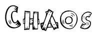 The clipart image shows the name Chaos stylized to look like it is constructed out of separate wooden planks or boards, with each letter having wood grain and plank-like details.