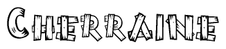 The clipart image shows the name Cherraine stylized to look as if it has been constructed out of wooden planks or logs. Each letter is designed to resemble pieces of wood.
