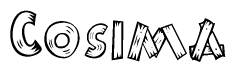 The clipart image shows the name Cosima stylized to look like it is constructed out of separate wooden planks or boards, with each letter having wood grain and plank-like details.