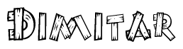 The clipart image shows the name Dimitar stylized to look as if it has been constructed out of wooden planks or logs. Each letter is designed to resemble pieces of wood.