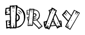 The clipart image shows the name Dray stylized to look like it is constructed out of separate wooden planks or boards, with each letter having wood grain and plank-like details.