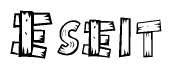 The clipart image shows the name Eseit stylized to look as if it has been constructed out of wooden planks or logs. Each letter is designed to resemble pieces of wood.