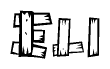 The image contains the name Eli written in a decorative, stylized font with a hand-drawn appearance. The lines are made up of what appears to be planks of wood, which are nailed together