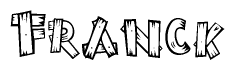 The clipart image shows the name Franck stylized to look as if it has been constructed out of wooden planks or logs. Each letter is designed to resemble pieces of wood.