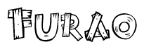 The image contains the name Furao written in a decorative, stylized font with a hand-drawn appearance. The lines are made up of what appears to be planks of wood, which are nailed together